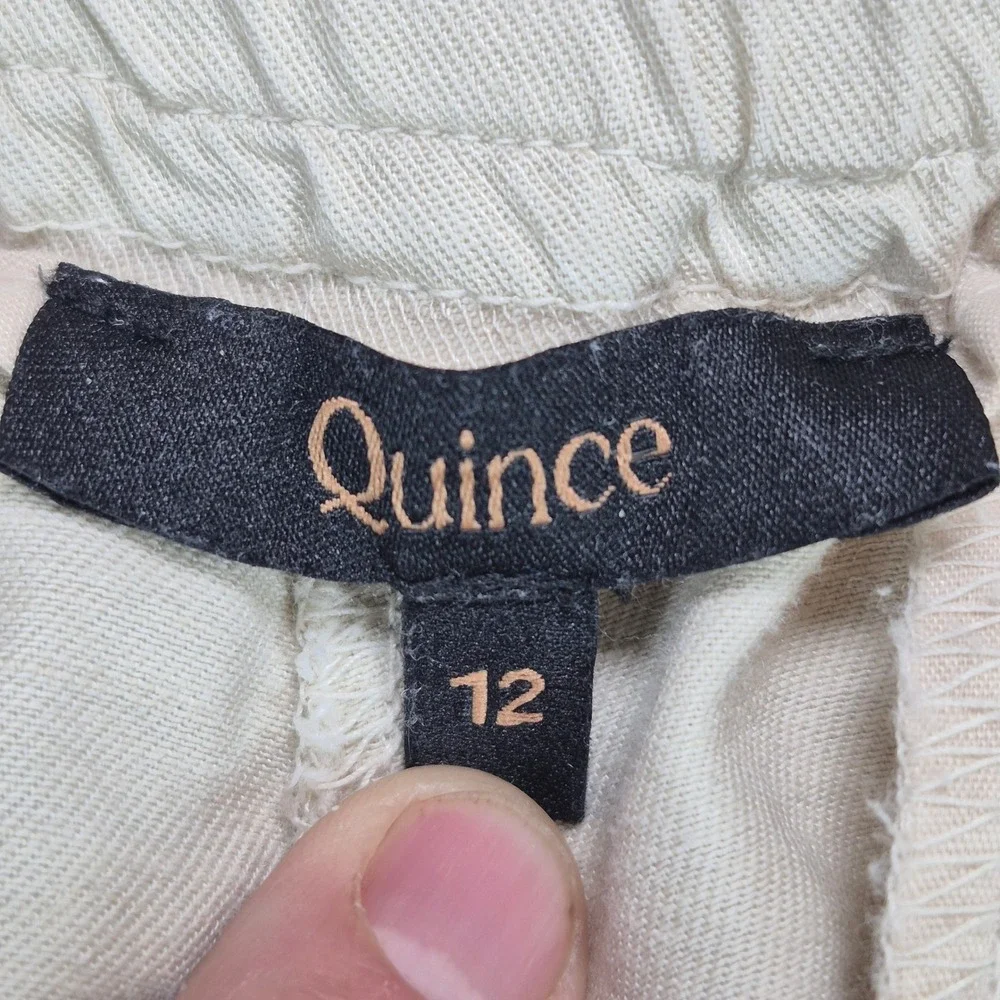 Quince Drapey Twill Trouser Womens 12 Oatmilk Beige Tencel Linen Pleated Pants